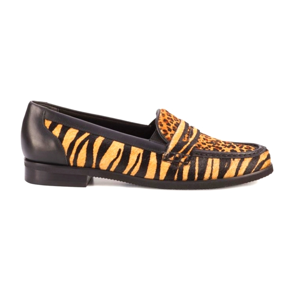 Tan Cheetah & Zebra print Winnie Calf Hair Loafers